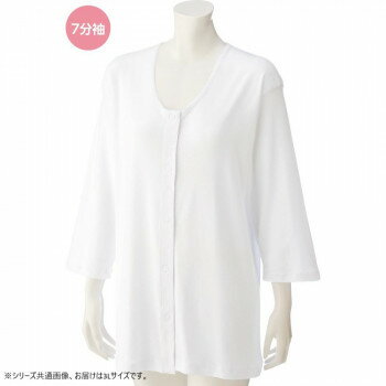 ケアファッション 7分袖大寸ワンタッチシャツ(婦人) ホワイト 3L 3812105【送料無料】