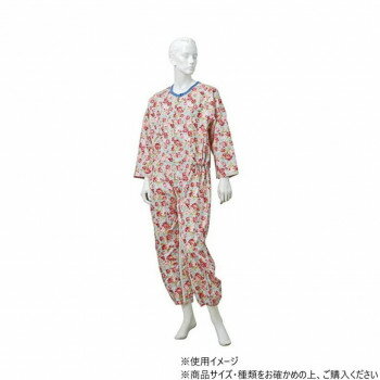神戸生絲　コベス　通年用/婦人つなぎパジャマLL No.906 サックス 花柄【送料無料】