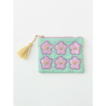 東京かんかん フラワービーズ刺繍ポーチ ミント M42-2232MT【送料無料】 メール便対応商品