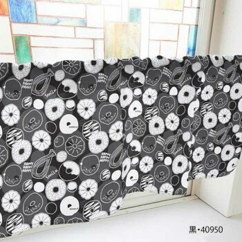 カフェカーテン ドーナツ 800×450mm　黒・40950【送料無料】