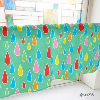 カフェカーテン 雨 800×450mm　緑・41238【送料無料】