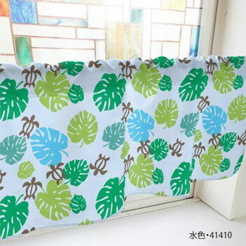 カフェカーテン モンステラとウミガメ 800×450mm　水色・41410【送料無料】