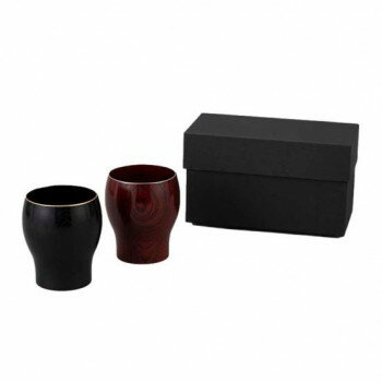 器の木 プレミアムカップペア(黒・朱) 4666【送料無料】