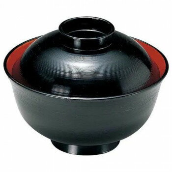 福井クラフト　TA5寸千筋丼物椀 黒内朱(蓋.親) 38020210【送料無料】