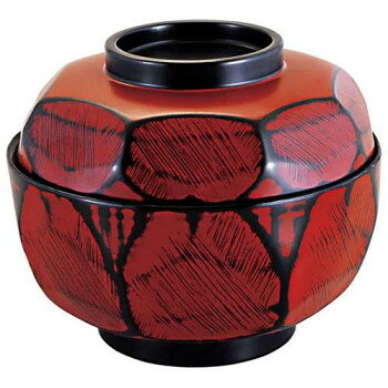 福井クラフト　5寸荒彫亀甲丸丼根来内黒(蓋親) 42010740【送料無料】