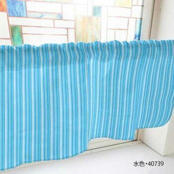 カフェカーテン 細ストライプ 1000×450mm　水色・40739【送料無料】