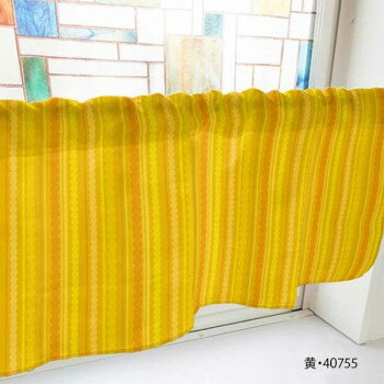 カフェカーテン 水玉ストライプ 1000×450mm　黄・40755【送料無料】