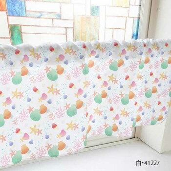 カフェカーテン 海 1000×450mm　白・41227【送料無料】