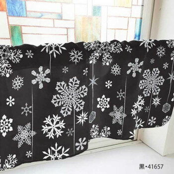 カフェカーテン 雪の結晶 1000×450mm　黒・41657【送料無料】
