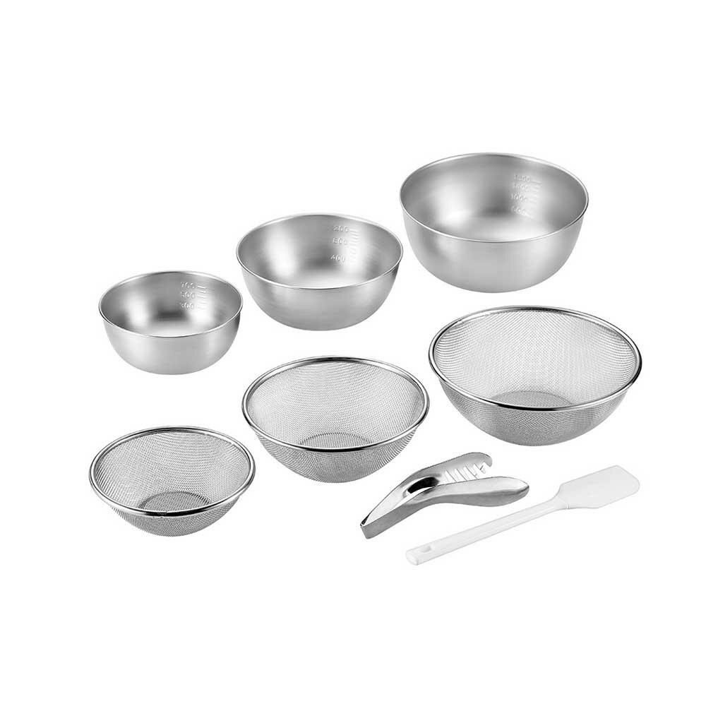 SUS・ga(サス・ガ) ストロングメッシュザル6点セット(ザル16cm＆19cm＆22cm＆ボウル15cm＆18cm＆21cm) SUS-Z1500【送料無料】