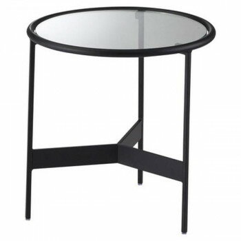 東谷 ラウンドガラステーブルS ブラック HIT-240【送料無料】