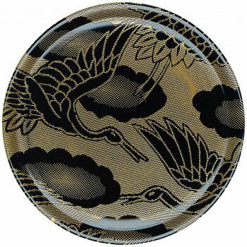 福井クラフト　新A150丸寿司皿西陣風黒金の鶴 12041220【送料無料】 メール便対応商品