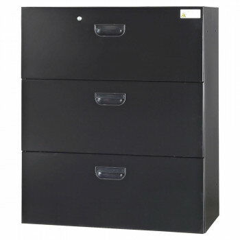 豊國工業 壁面収納庫深型ラテラル3段 ブラック HOS-L3X-B CN-10色(ブラック)【送料無料】