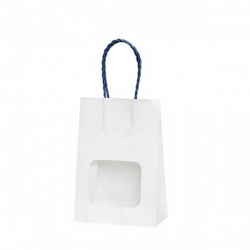 ウィンドウミニバッグ　白無地　紺 25枚 XZK65104【送料無料】