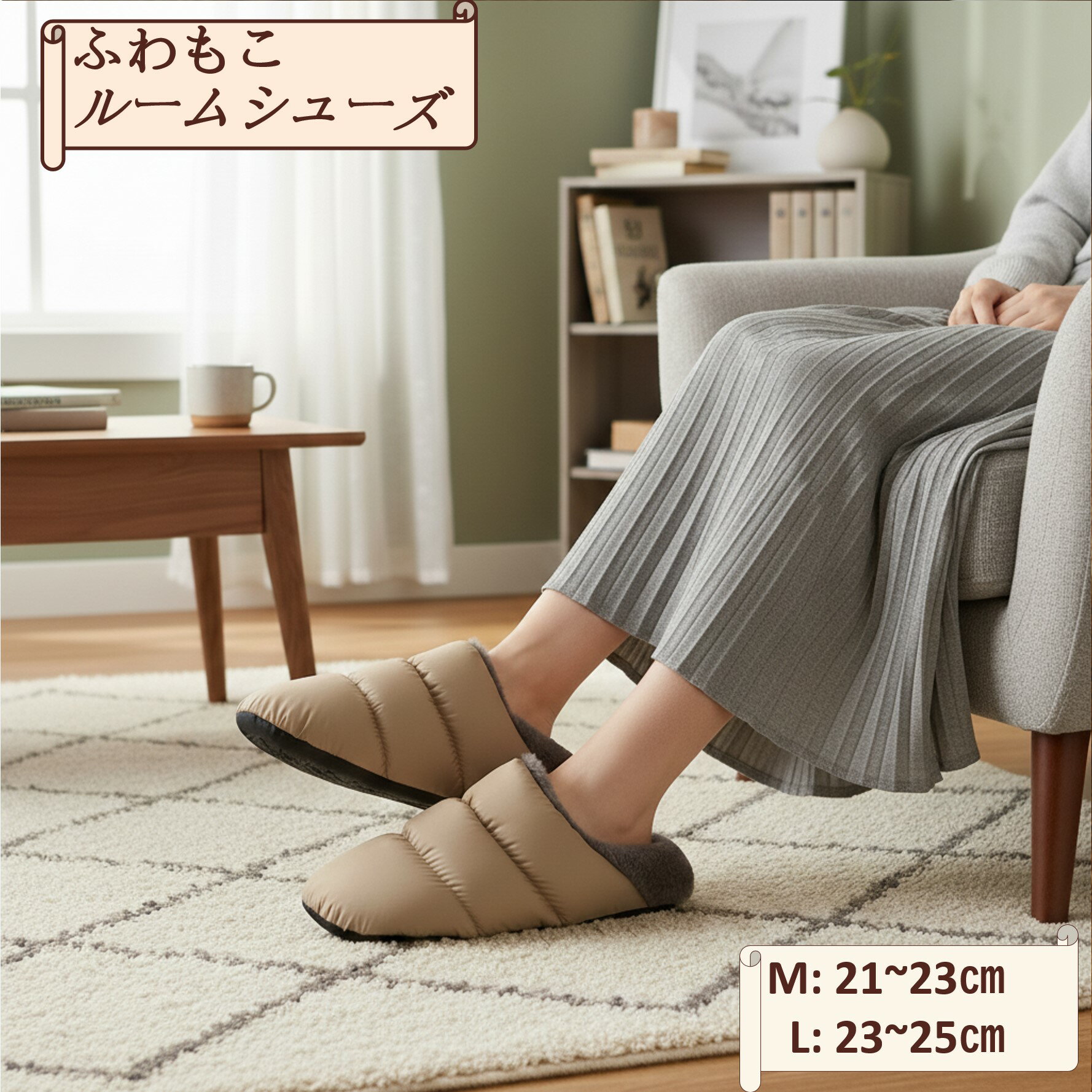 SDS タフタボア ソフトスリッパ 3カラー ML3点Set ベージュ/グレー/ワインレッド M21cm～23cm L23cm～25cmウォッシャブル