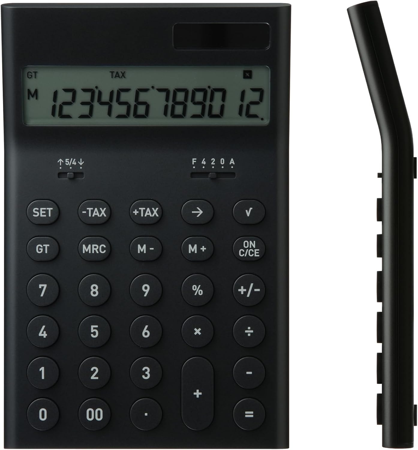 ±0 プラスマイナスゼロ 電卓 おしゃれ 丸ボタン 12桁 シンプル モノトーン 経理 会計 計算 事務 使いや..