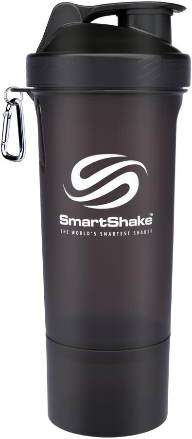 SmartShake Slim プロテインシェーカー スマートシェイク スリム 500ml ドリンクボトル 多機能 プロテインボトル シェイカー ジム プロテイン サプリメント サプリ トレーニング ( ブラック )