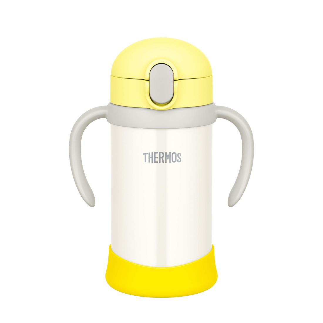 サーモス(THERMOS) まほうびんのベビーストローマグ FJL-350 イエ ローホワイト (YWH) 350ml 水筒 子供 ステンレス製魔法びん構造 スペアストローセット付き 扱いやすいワンタッチオープン 水滴飛び散り防止機能搭載 4562344378376