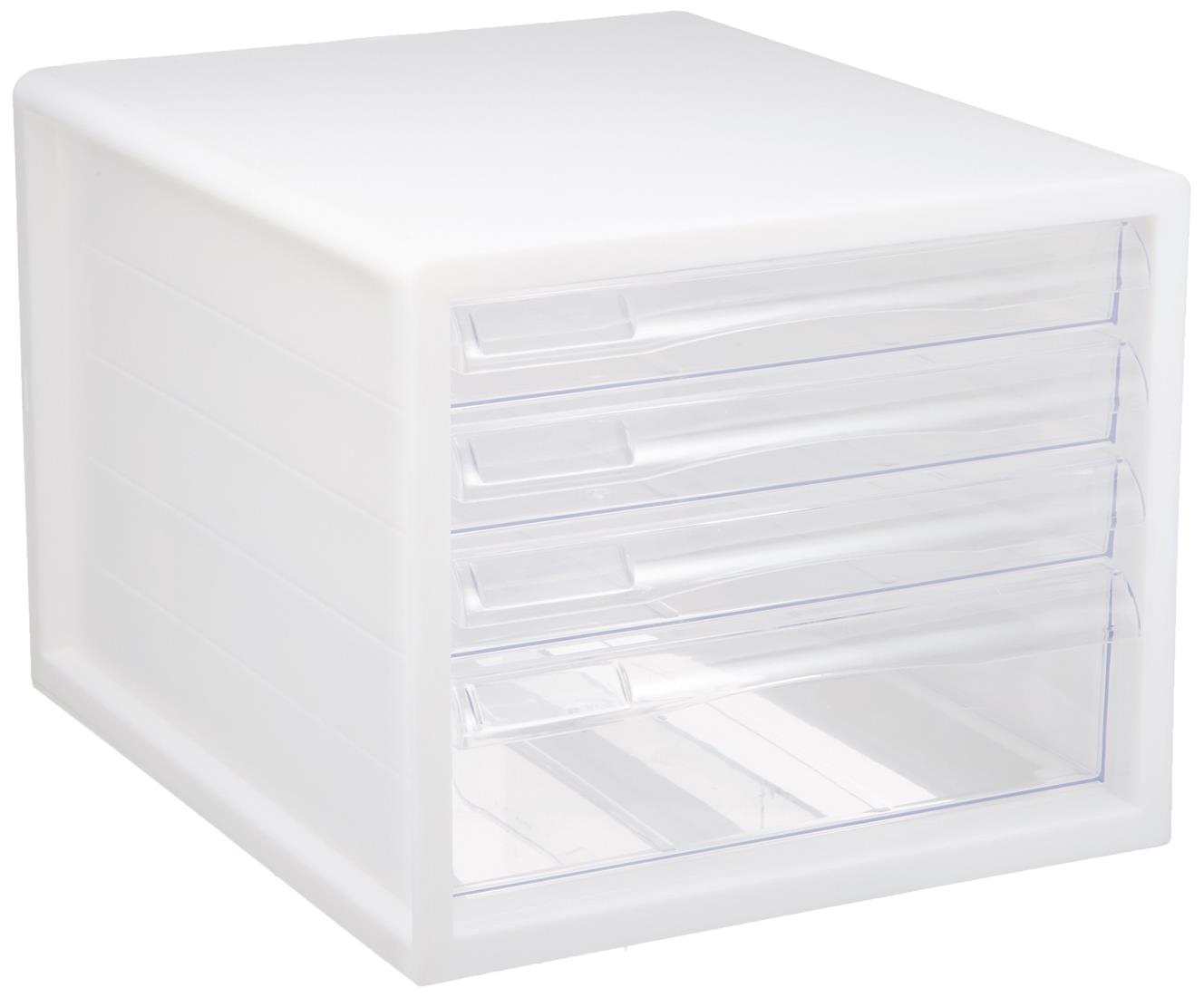 ナカバヤシ A4レターケース4段（浅3+深1） ホワイト A4E-04W