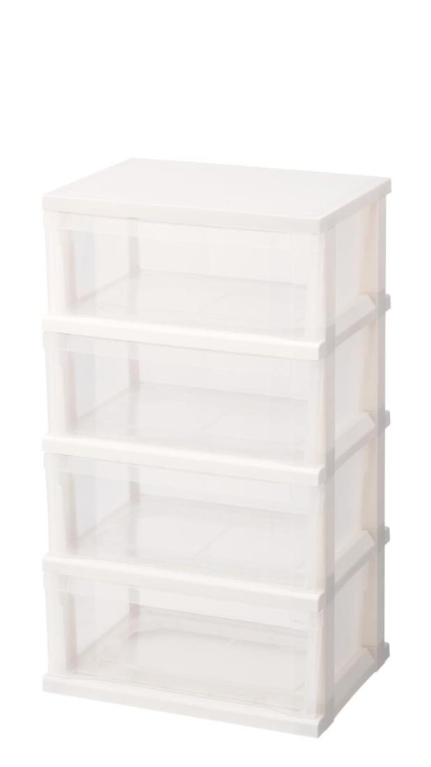 天馬(Tenma) お部屋に馴染むシンプルデザインの収納チェ スト 日本製 簡単組立 ストッ カーワイド 4段 簡易キャスター付きで移動がラクラクなチェ スト 収納ケース 衣装ケース【簡単組立】【幅54×奥行40×高さ79cm】