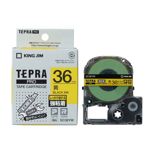 【ご愛顧感謝デー★7/18】キングジム 【純正】 テプラPROテープカート リッジ 強粘着 36mm 黄ラベル/黒文字 長さ8m SC36YW 【ご愛顧感謝デー★7/18】キングジム 【純正】 テプラPROテープカート リッジ 強粘着 36mm 黄ラベル/黒文字 長さ8m SC36YW