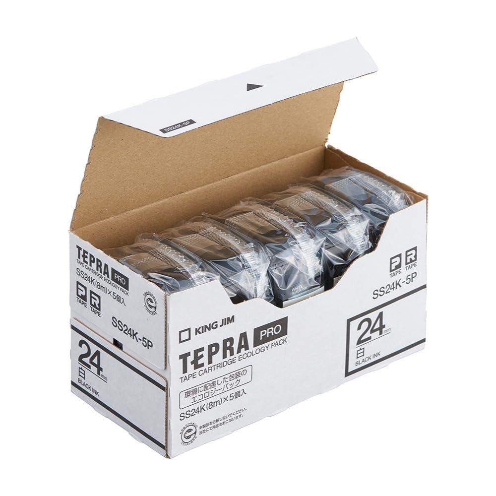 スタイル：白ラベル5個パック◆商品名：キングジム(Kingjim) Pテープエコパック シロクロ24 白 SS24K-5P型番:SS24K-5P長さ:8m幅:mmラベル:型番 : SS24K-5P 長さ : 8m 幅 : 18mm ラベル色 : 白 文字色 : 黒キングジムテプラSRシリーズ専用のテープカート リッジ(5個入り)です。環境に優しいエコパック。包装材を減らし、廃棄物を削減しました。