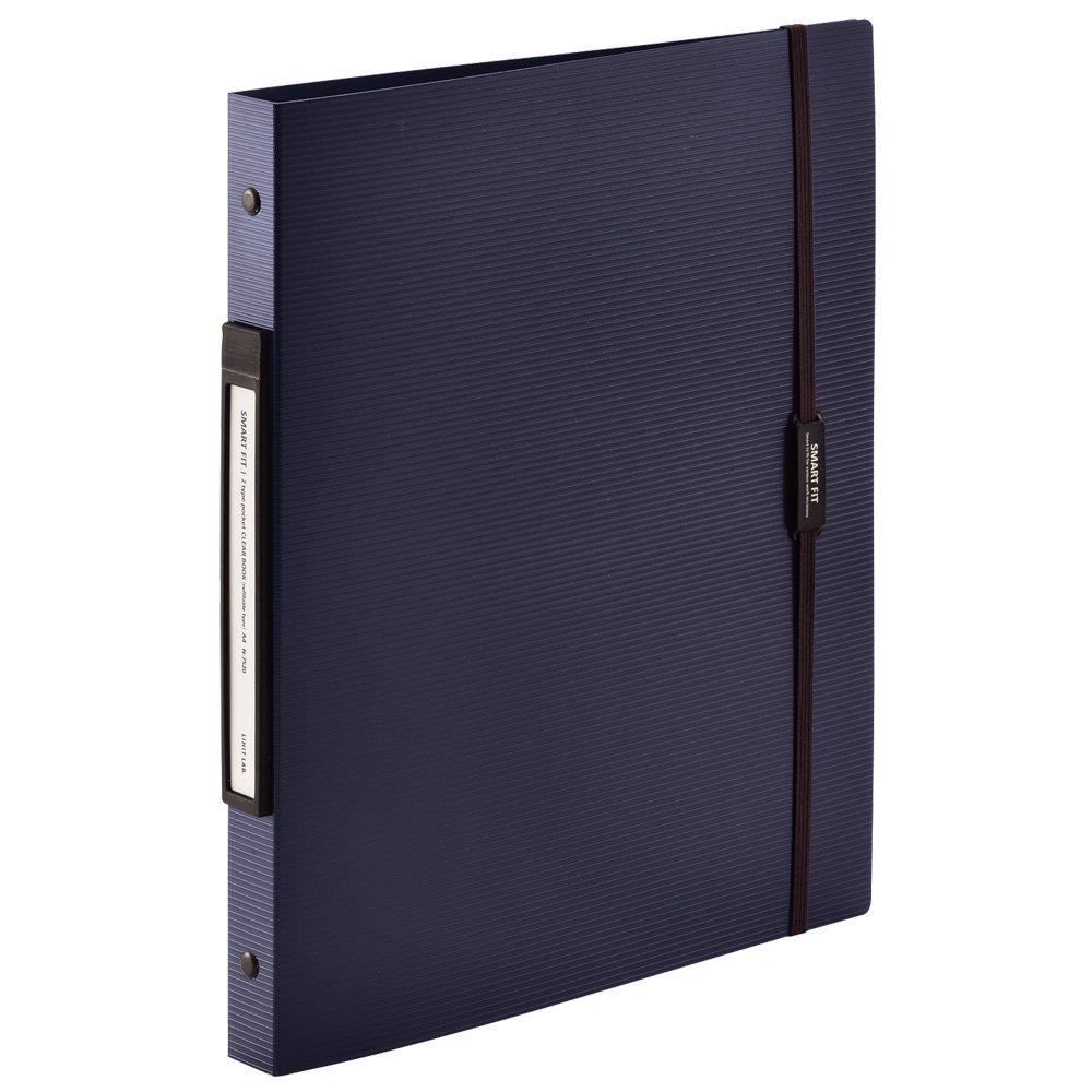 リヒトラブ ファイル クリヤーブック A4 30穴 交換式 2タイプポケット ネイビー N7520-11