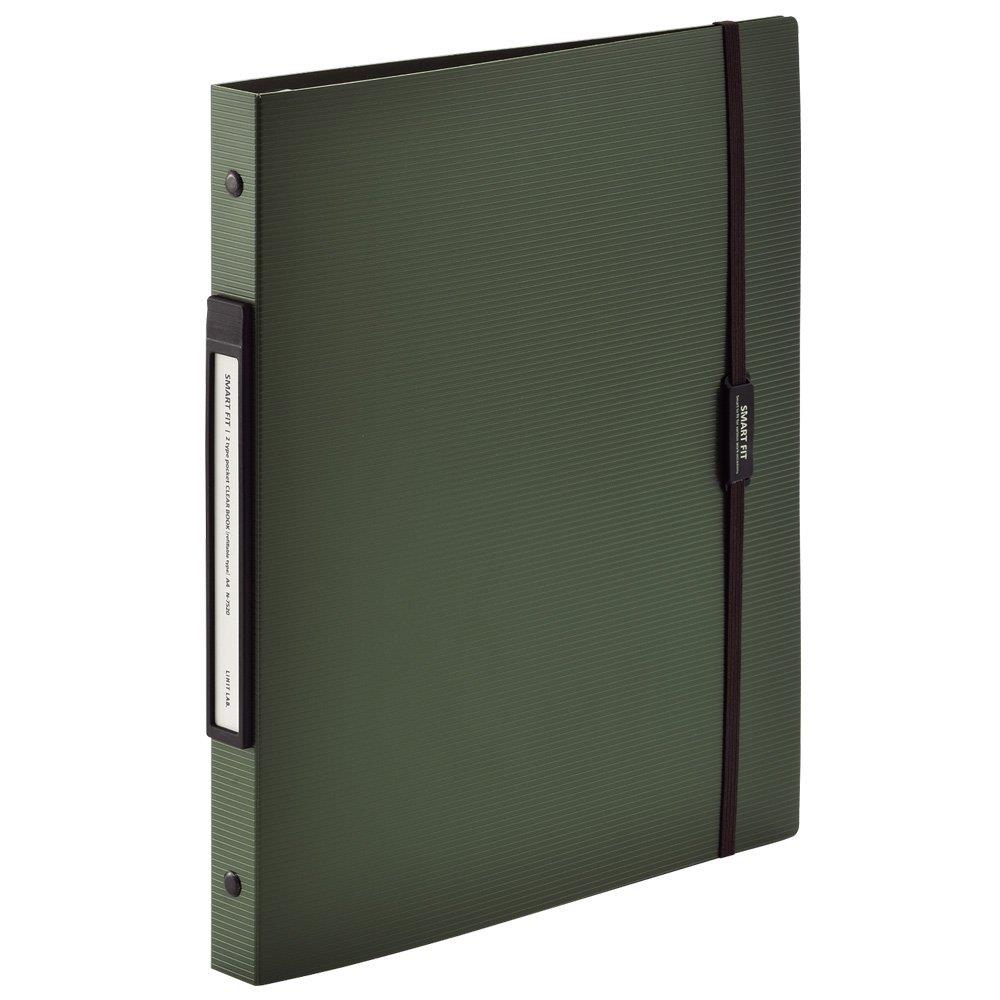 リヒトラブ ファイル クリヤーブック A4 30穴 交換式 2タイプポケット オリーブ N7520-22