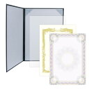 ササガワ 証書ファイル タカ印 A4サイズ対応 保護フィルム付 賞状用紙 証書用紙入り 銀灰黒 10-6103