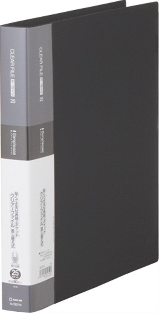 キングジム クリアファイル シンプ リーズ 透明 差替式 最大収納80ポケット 30穴 A4タテ 黒 138SPW-BK