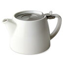 フォーライフ(FOR LIFE) ティーポット 陶器 白 530ml 3杯用 茶こし付き 食洗機対応 蓋が落ちない 片手で注げる ホワイト スタンプティーポット 309Wht