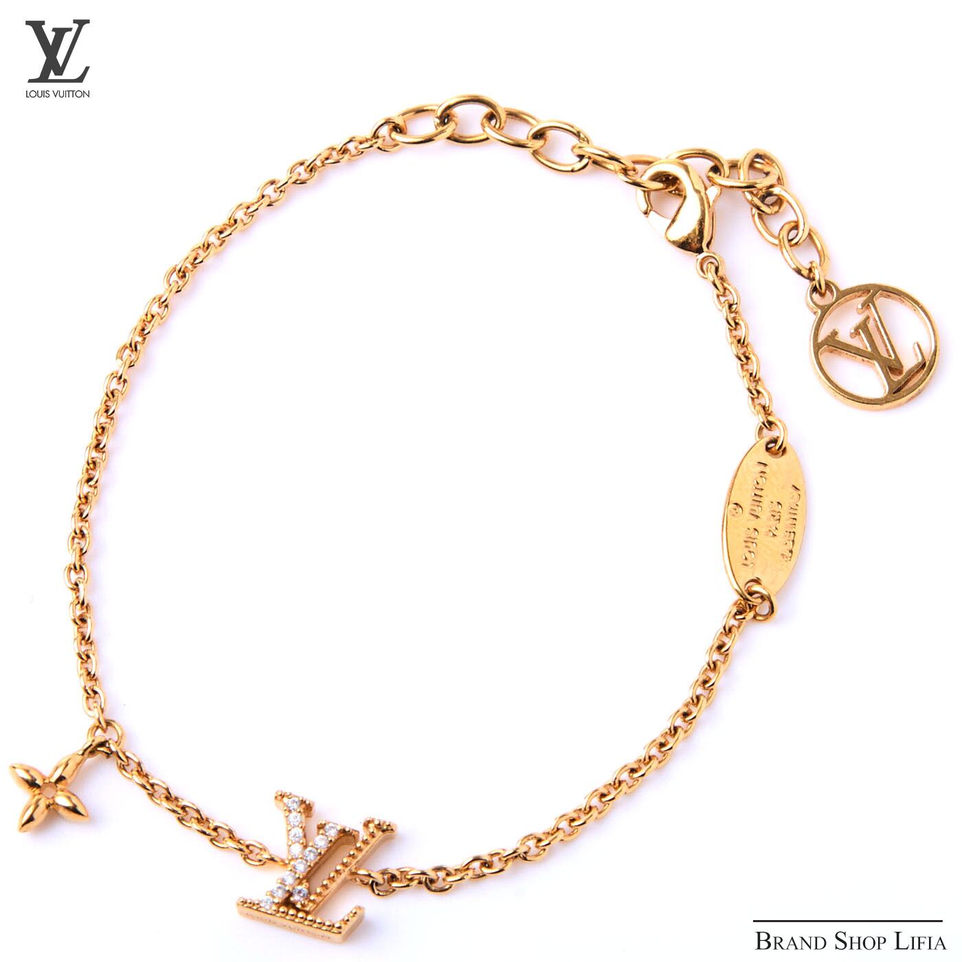 ルイヴィトン LOUIS VUITTON ブレスレット LV アイコニック M00587 ゴールド GP×ラインストーン ブランド アクセサリー レディース メンズ 正規品 中古 美品