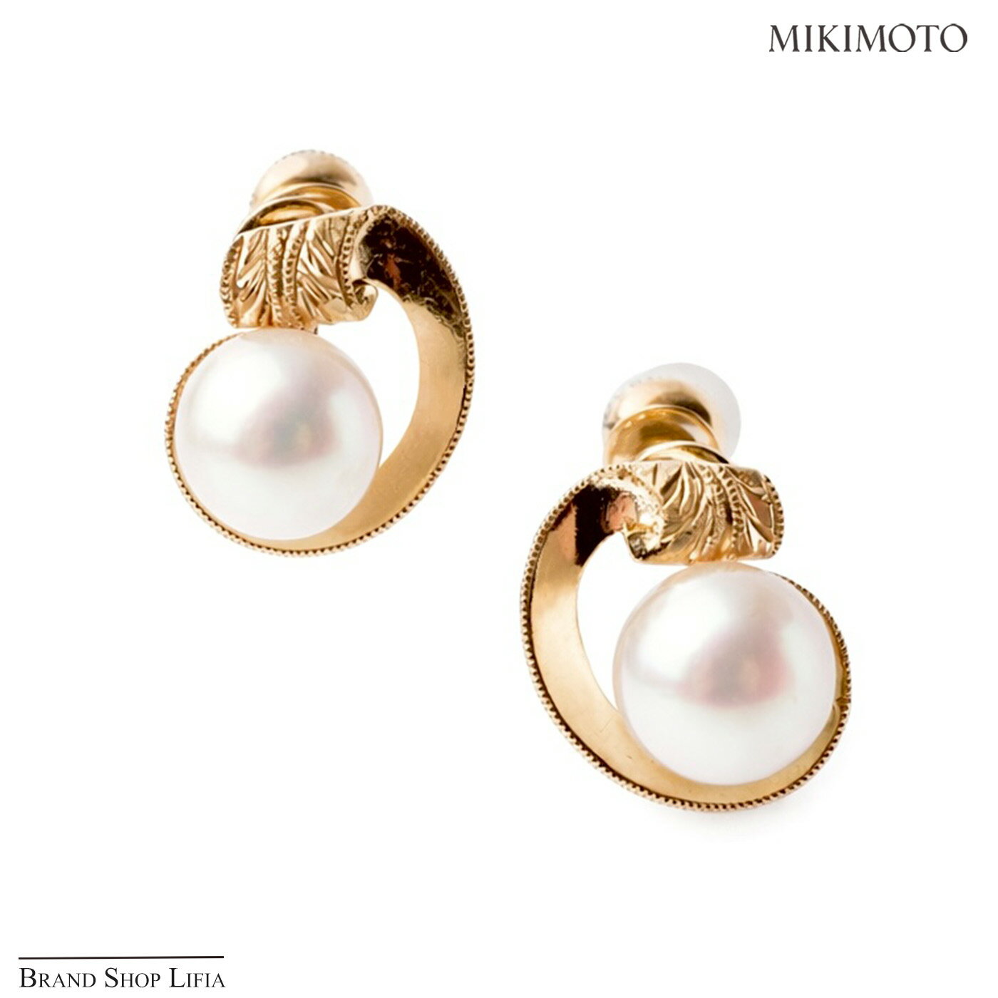 ミキモト MIKIMOTO イヤリング あこや真珠 6.9mm イエローゴールド K14 ホワイト系 本真珠 鑑別書付 両耳用 普段使い レディース ジュエリー 冠婚葬祭 中古 美品