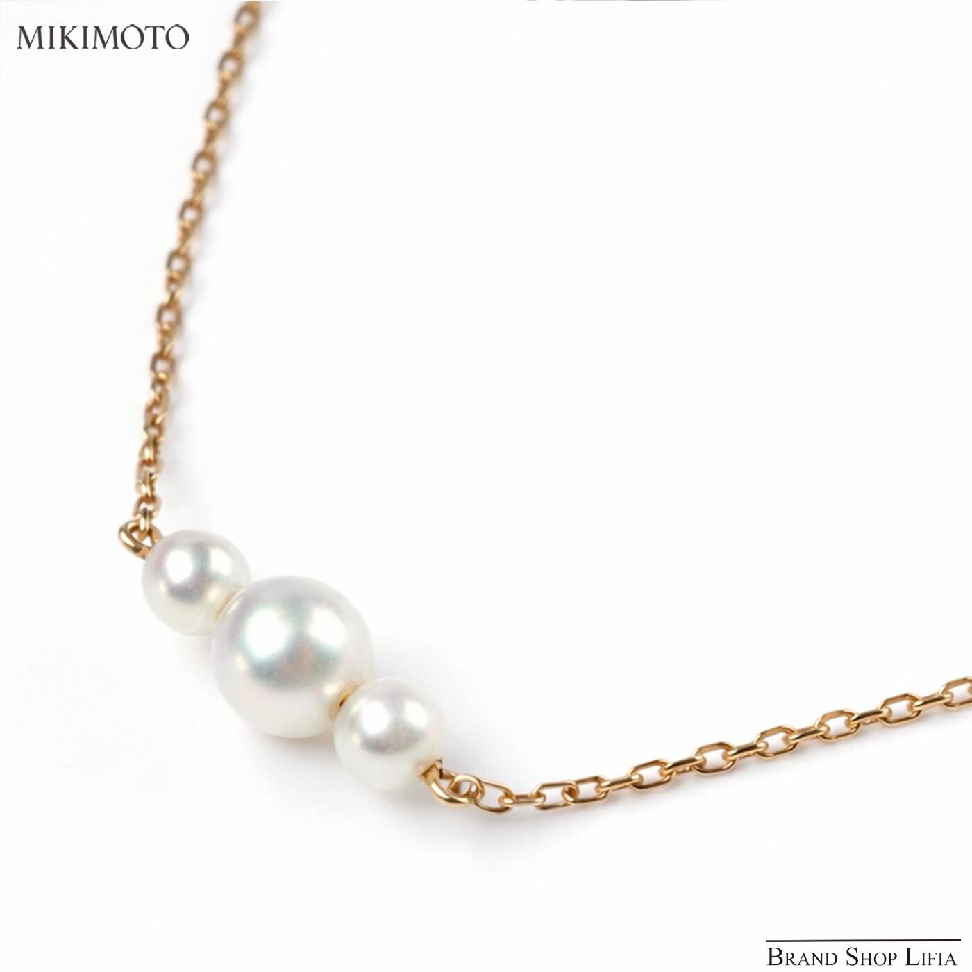 Rakuten - ミキモト MIKIMOTO ネックレス ペンダント あこや真珠 3.9〜5.9mm ホワイト系 イエローゴールド K18 パール3粒 本真珠 レディース 冠婚葬祭 普段使い 中古 美品
