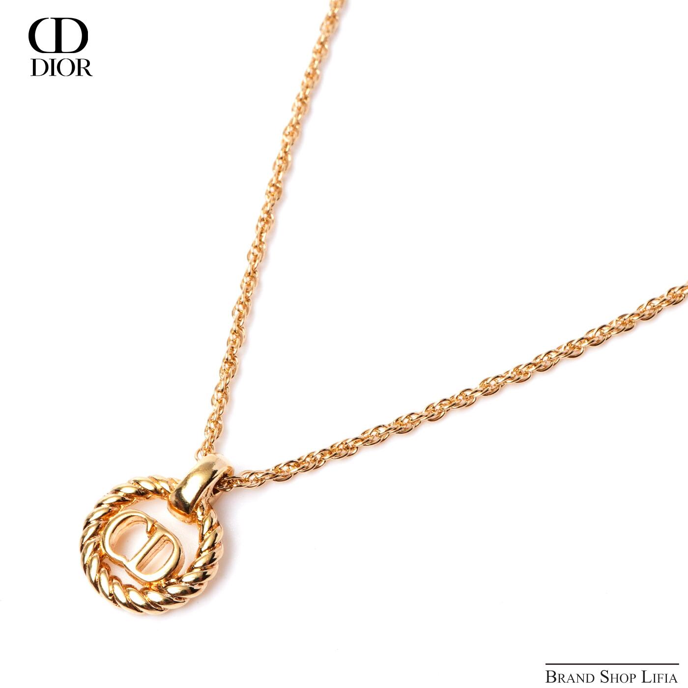 Rakuten - クリスチャンディオール Christian Dior ネックレス ロゴモチーフ メタル ゴールド GP ヴィンテージ ロゴネックレス ブランド アクセサリー レディース 中古 美品
