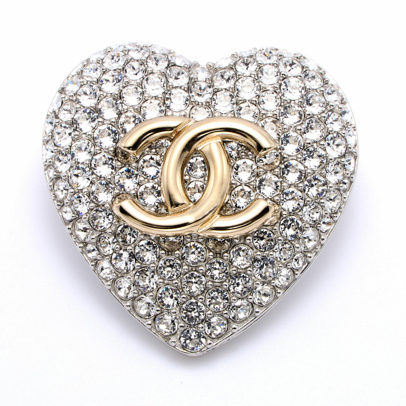 【未使用品】CHANEL シャネル ココマーク ハート B20S ブローチ GP×ラインストーン シルバー×ゴール ド..