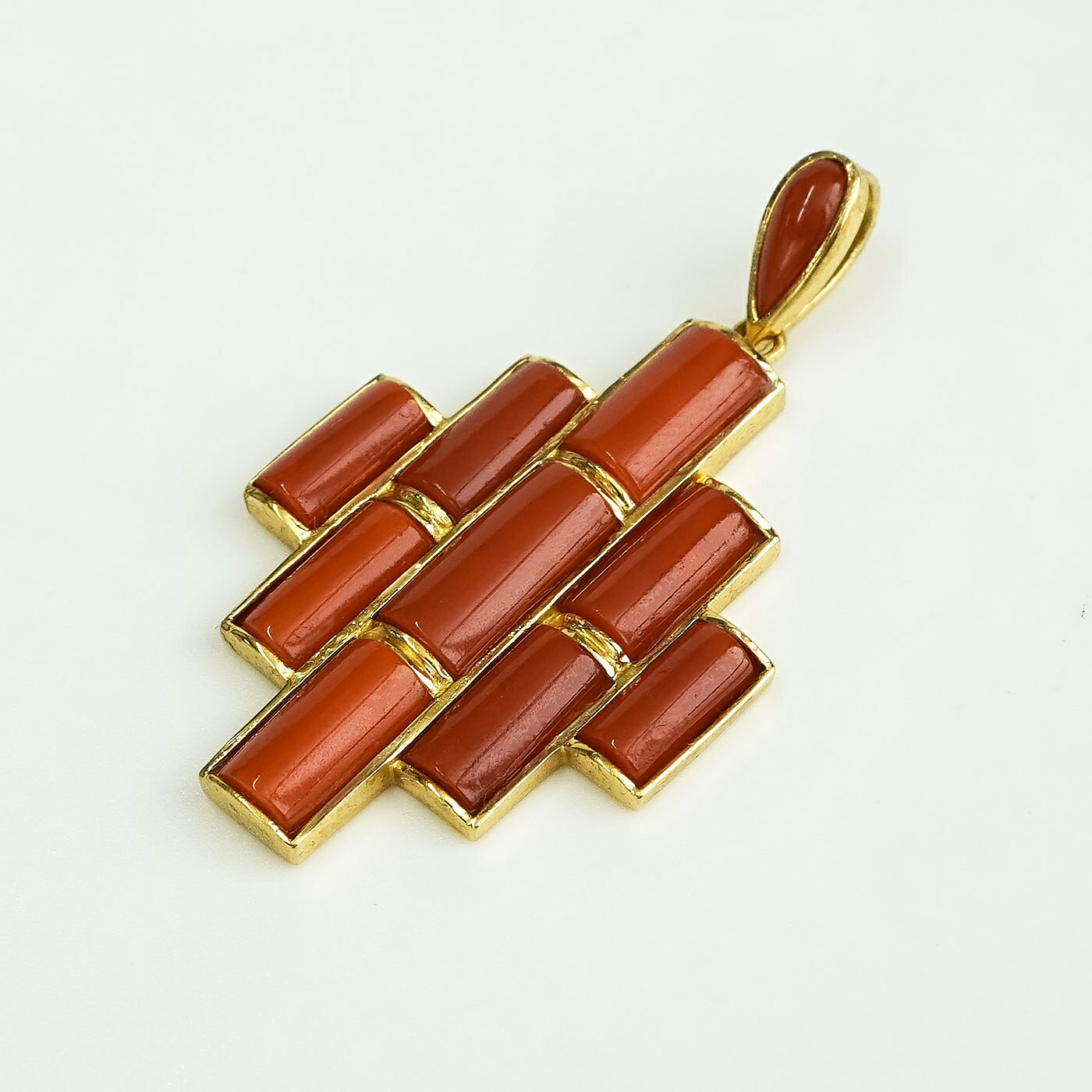 【5倍ポイント♪】【極美品】希少 高品質 血赤珊瑚 ペンダント トップ チャーム サンゴ さんご K18 18金 ゴールド 7.4g ネックレストップ レクタングルカット ギフト 上品ジュエリー アクセサリー 【中古】