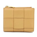 【中古】BOTTEGA VENETA ボッテガヴェネタ マキシイントレチャート 二つ折り 財布 レザー コンパクトウォレット ベージュ 編み込み ブランド
