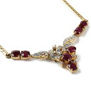 【中古】 18K 18金 ルビー ダイヤモンド ネックレス ゴールド 全長46cm オーバルカット ジュエリー アクセサリー