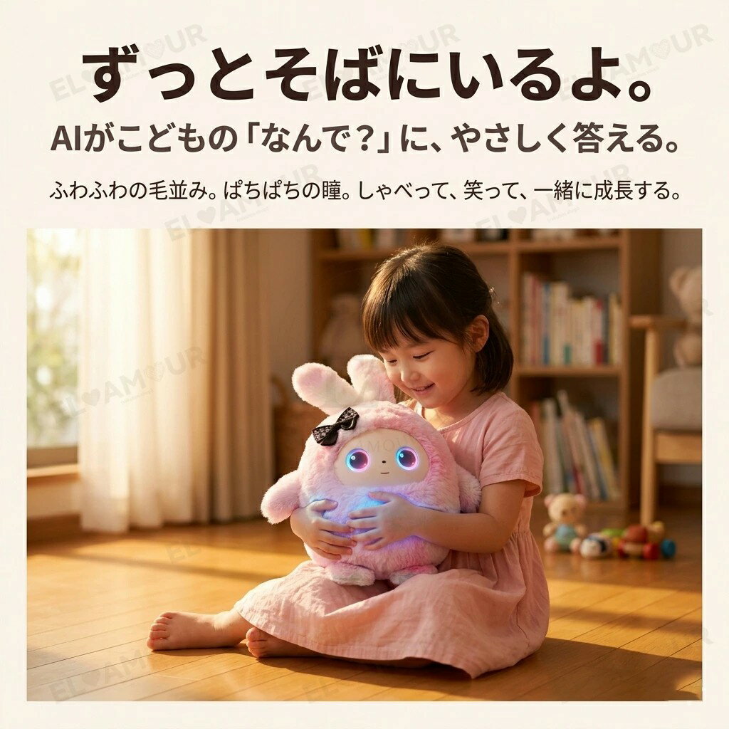 【2026新登場】AI ぬいぐるみ うさぎ 日本語対応 11 ヶ国語対応 ChatGPT 搭載 感情豊かな瞳 おしゃべりロボット 知育玩具 3 歳以上 子供 女の子 男の子 寝かしつけ 英語学習 幼児教育 誕生日プレゼント クリスマスギフト 安心 1 年保証付き 2