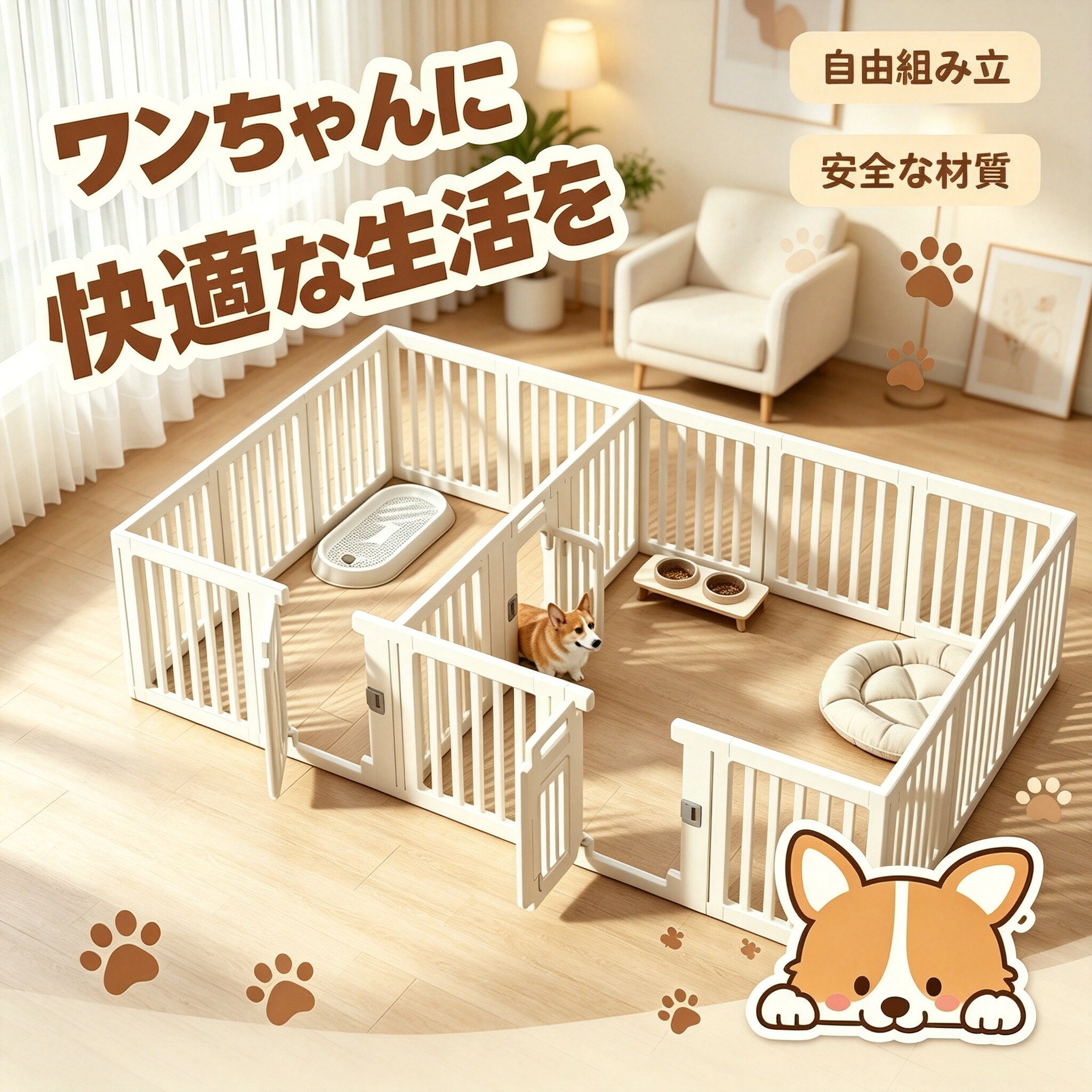 2026最新「P10倍」ペットケージ 犬ケージ ドッグケージ ワンルームダブルルーム 留守番 脱走防止 豪華 イヌ 犬用ケージ 犬用 犬ケージ ドッグ ペットケージ ドッグハウス 組立簡単 ケージ ドッグ イヌハウス 多扉 大空間 可愛い ペット部屋 トイレ ペットフェンス 小中大型犬