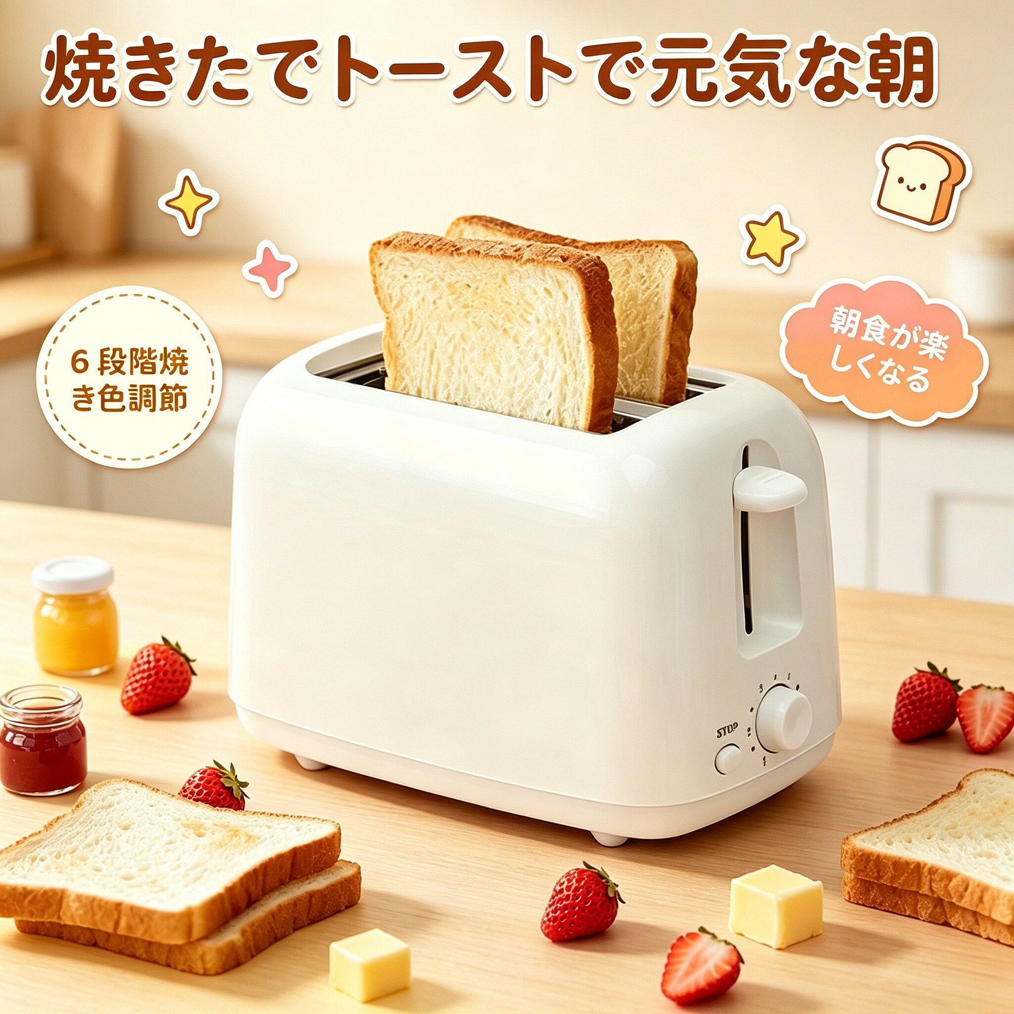 【2 年保証】トースター パントースター 朝食トースター 6 段階焼き色調整 90 秒急速加熱 650W 高出力 ワイド 2 スロット対応自動ポップアップ 引き出し式屑受け付き 家庭用朝食パン焼き器 食パン簡単調理小型電気トースター