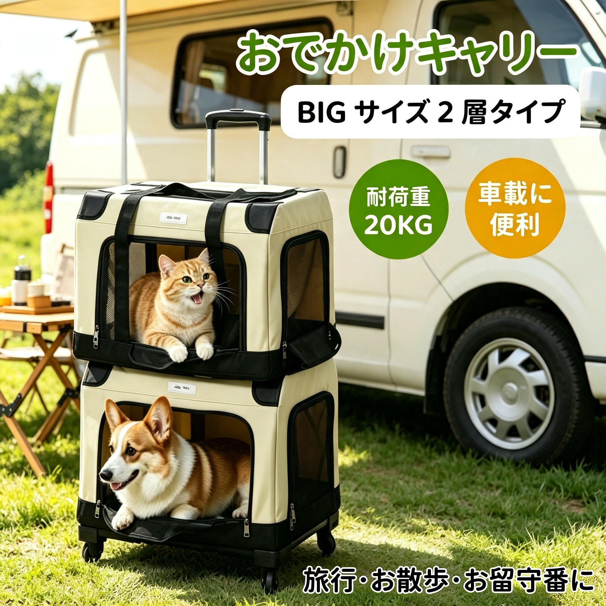 犬用 ペットキャリーバック 2層 多頭 猫＆犬 大空間 犬 キャリーバッグ 2匹用 多頭 ペット お出かけ 犬 猫 4輪 2匹 猫 通気性抜群 猫用キャリーバッグ 多頭飼い 2匹用 軽量設計 携帯用 ペットバッグ 手提げタイプ お散歩 お出かけ病院への移