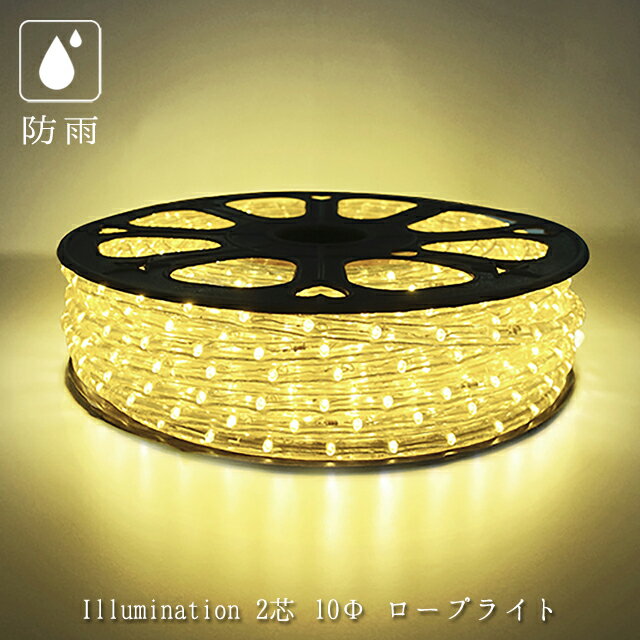 Rakuten - 業務用 クリスマス イルミネーション チューブライト 点滅可能 屋外 防雨 LED ロープライト スリム 2芯 40m シャンパンゴールド
