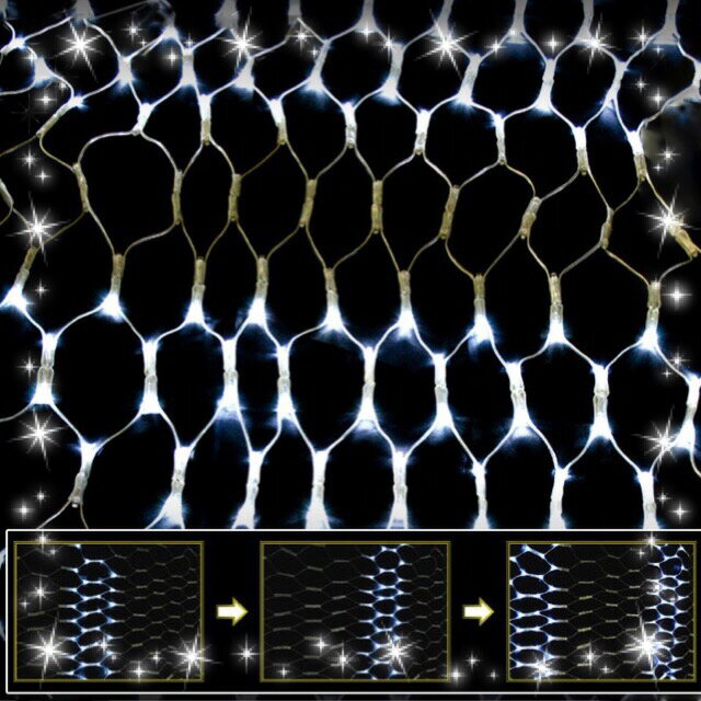 業務用 イルミネーション クリスマス ネットライト 点滅可能 屋外 防雨 LED チェーシング ネットライト ホワイト