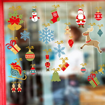 ウォールステッカー クリスマス オーナメント トナカイ クリスマス飾り サンタクロース 雪だるま はがせる 壁飾り カフェ インテリアシール Wallsticker ウォールシール ウォールシート