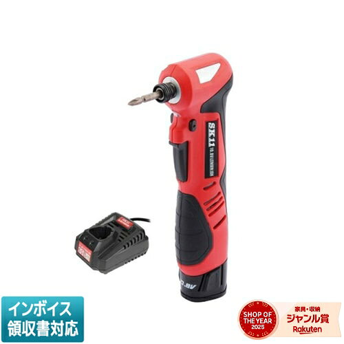 SAID108V-15RLS10．8VアングルID機械整備、日曜大工に便利な90度角度でネジ締めができるインパクトドライバーです各種ボルト、ナット、ネジ締め付けゆるめ作業、木工穴あけ作業小型で、軽量(1.0kg)です94mmのコンパクトヘッド部を採用しています高性能、高耐久の10.8ボルトリチウムイオンバッテリー採用しています急速30分充電(自動再充電開始機能付)です白色LED作業ライト機能付きです●本体サイズ(バッテリ含む)：長さ265×幅48×高さ94mm●モーター電圧：10.8V●最大締付トルク：60Nm●回転数：0〜2350min-1(回/分)●作業容量：4.2mm×65mmコーススレッド約600本材質●セット内容：本体・ビット・バッテリー・充電器ご使用前に取扱説明書を必ずお読みください雨中での使用は絶対にしないでください●商品サイズ（mm）235×325×85●重量（g）1950