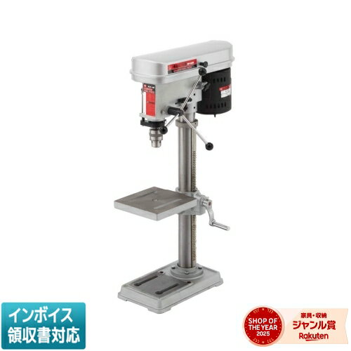 SDP-600V卓上ボール盤600W鉄・木等の穴あけ作業に最適です鉄工・木工での穴あけ作業・大型工作の多い木工作業強力600Wモーター採用し、鉄工13mm・木工30mmも簡単に穴あけできます大型(フトコロ寸法125mm・全長750mm)ですから、大きな材料の穴あけ加工、長尺のキリを使う穴あけ作業に最適ですワークテーブルの上下移動は片手ハンドル操作でできます深さストッパーゲージ付きで複数の同じ深さの穴あけも簡単にできますベルト掛替式速度5段階調整機能付きで最適な回転速度に調整できます●電源：単相交流100V(50/60Hz共用)・電流：6.5A・消費電力：600W●回転数：(50Hz)580/890/1320/1900/2650min-1・(60Hz)700/1070/1580/2290/3180min-1●穴あけ能力：鉄工13mm・木工30mm●キリの最大送り幅：60mm・フトコロ寸法：125mm●チャックテーブル間：280mm・チャックベース間：390mm●テーブル作業面：205×205mm・テーブル上下移動距離：280mm・ベース作業面：155×154mm●組み立て時サイズ：全高約750mm●ドリルチャック：1.5~13mm・深さストッパーゲージ付材質●セット内容：チャックハンドル・六角棒レンチ3・4mmご使用前に取扱説明書を必ずお読みください作業時は保護メガネを使用してくださいまた、粉塵の多い作業では防塵マスクを着用してください●商品サイズ（mm）440×750×265●重量（g）31500