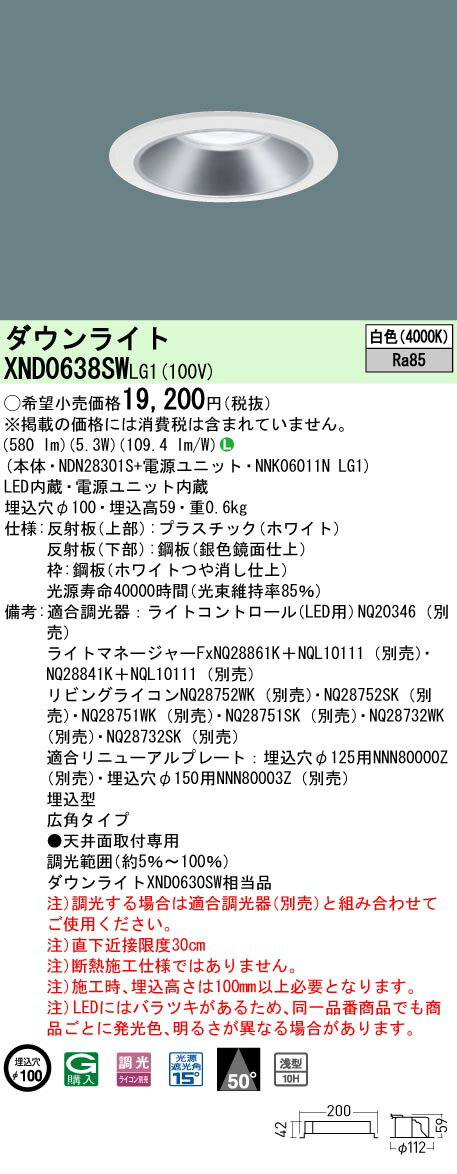 [ˡ�͸���] XND0638SW LG1 �ѥʥ��˥å� ŷ������� LED �� ������饤�� [ XND0638SWLG1 ]