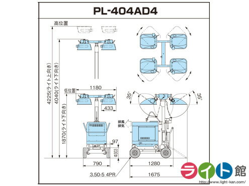 デンヨー　工事用投光器　エリアライト　メタルハライドランプ　PL-404AD4　【代引き不可商品】